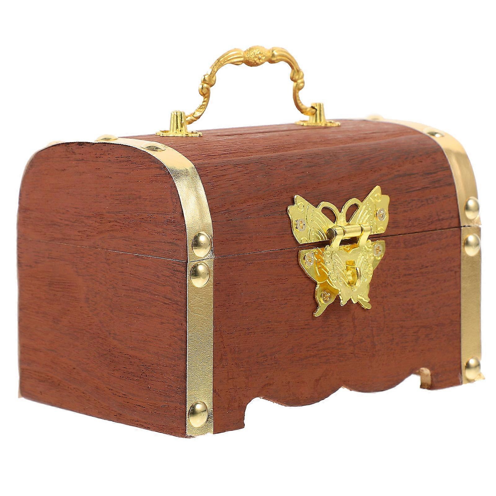 Brown Wooden Jewelry Box for Storage with Intricate Design and Lightweight Compact Size Ideal for Rings Earrings 6x4x3 Inches