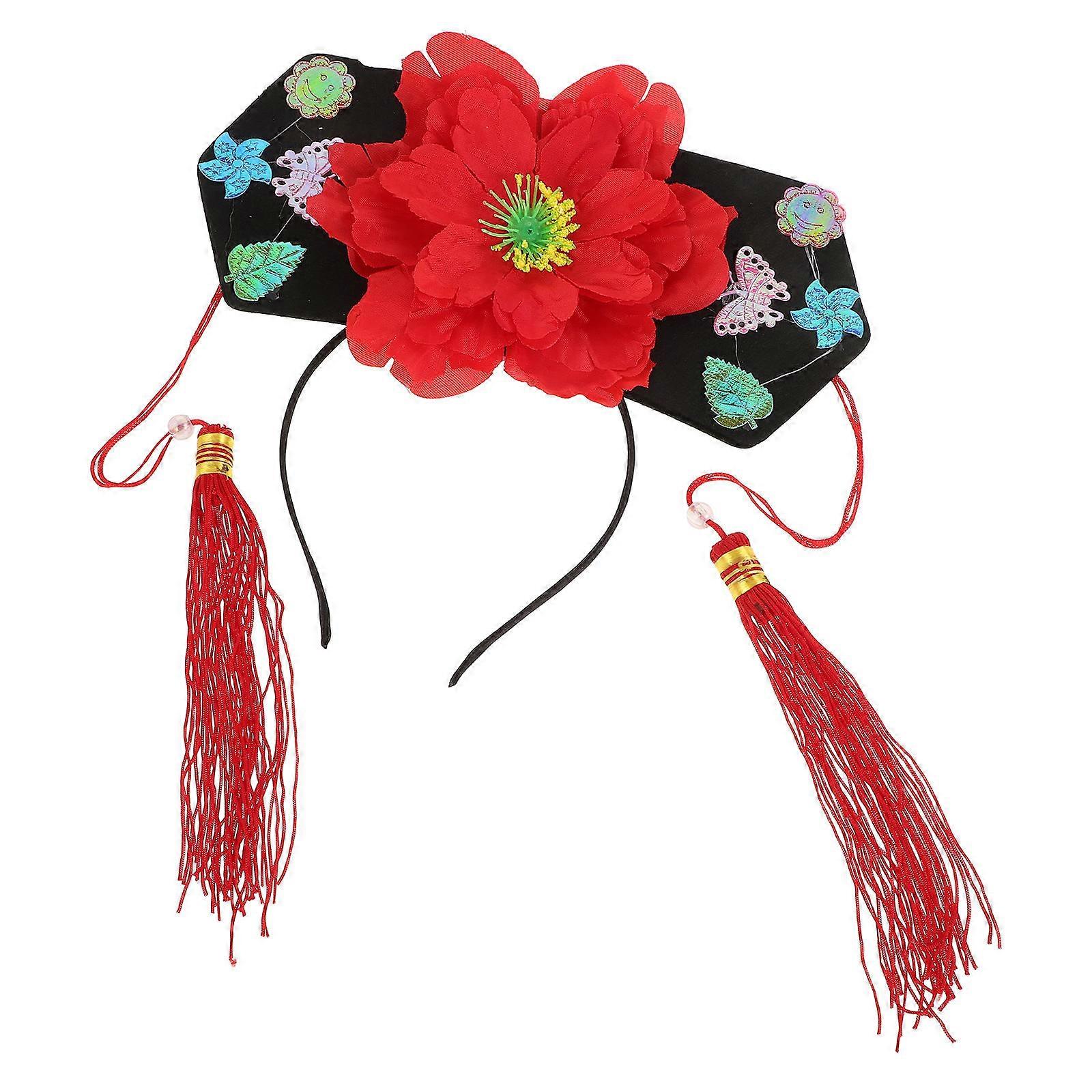 Red Traditional Princess Hairband Metal and Polyester for Parties and Stage Use Size 1.5 Inches
