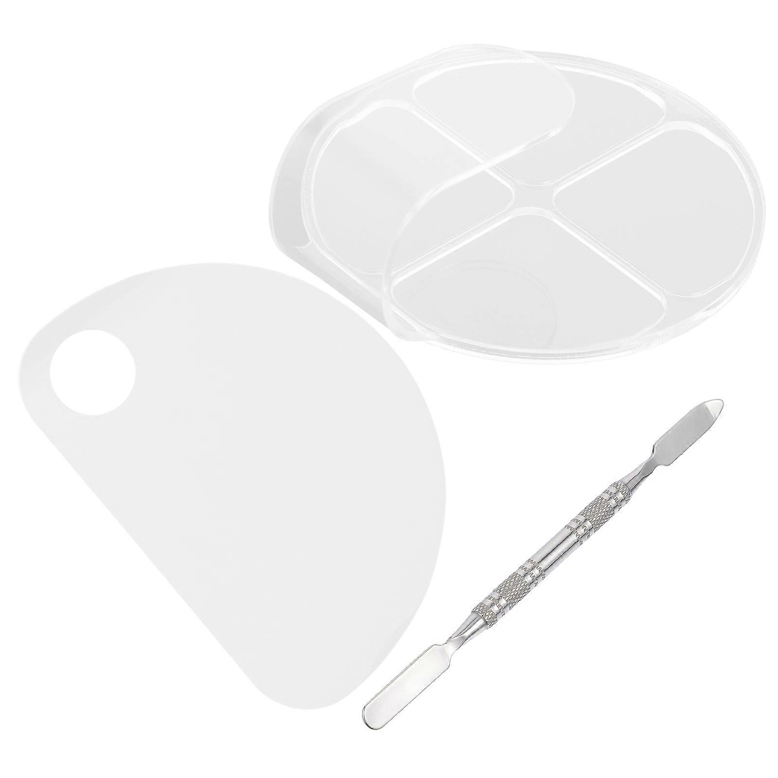 Makeup Color Mixing Tray For Blending And Contouring Featuring 2Pcs Spatulas In Transparent 12x8.5cm Lightweight 2Set