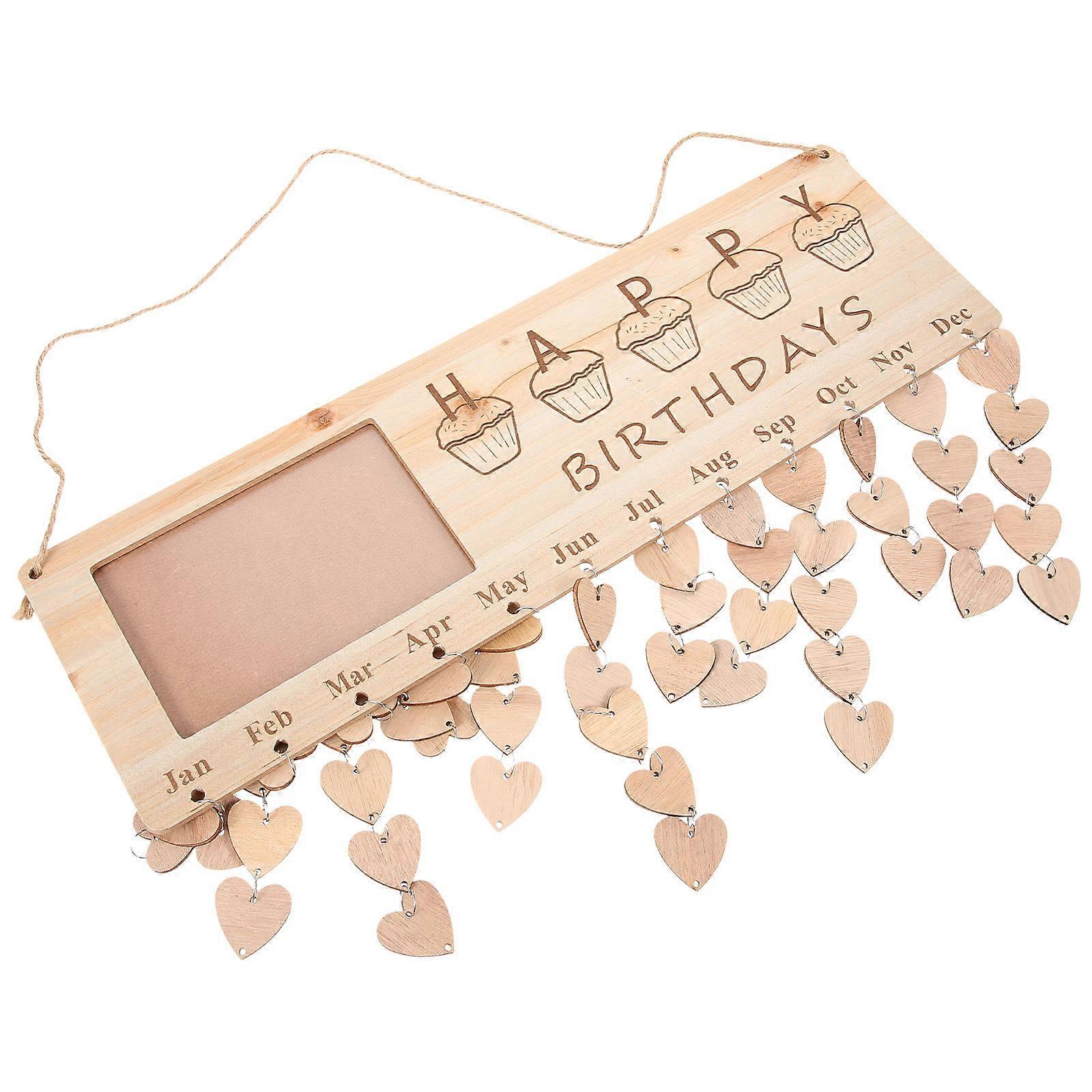 Wooden Hanging Calendar Creative Writing Carving Message Board Delicate Photo Frame Hanging Calendar Birthday Reminding Hanging Tag Style 2