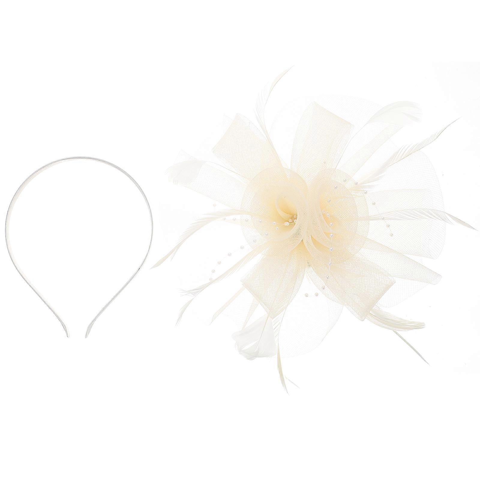 Bridal Tea Party Headpiece For Women In Beige Color With Lightweight Netting For A Comfortable Fit 1Pcs