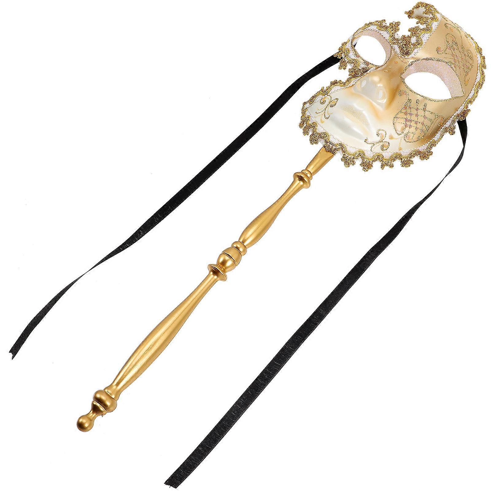 Handheld Masquerade Half Face Mask Vintage Design For Fancy Dress Balls 1Set