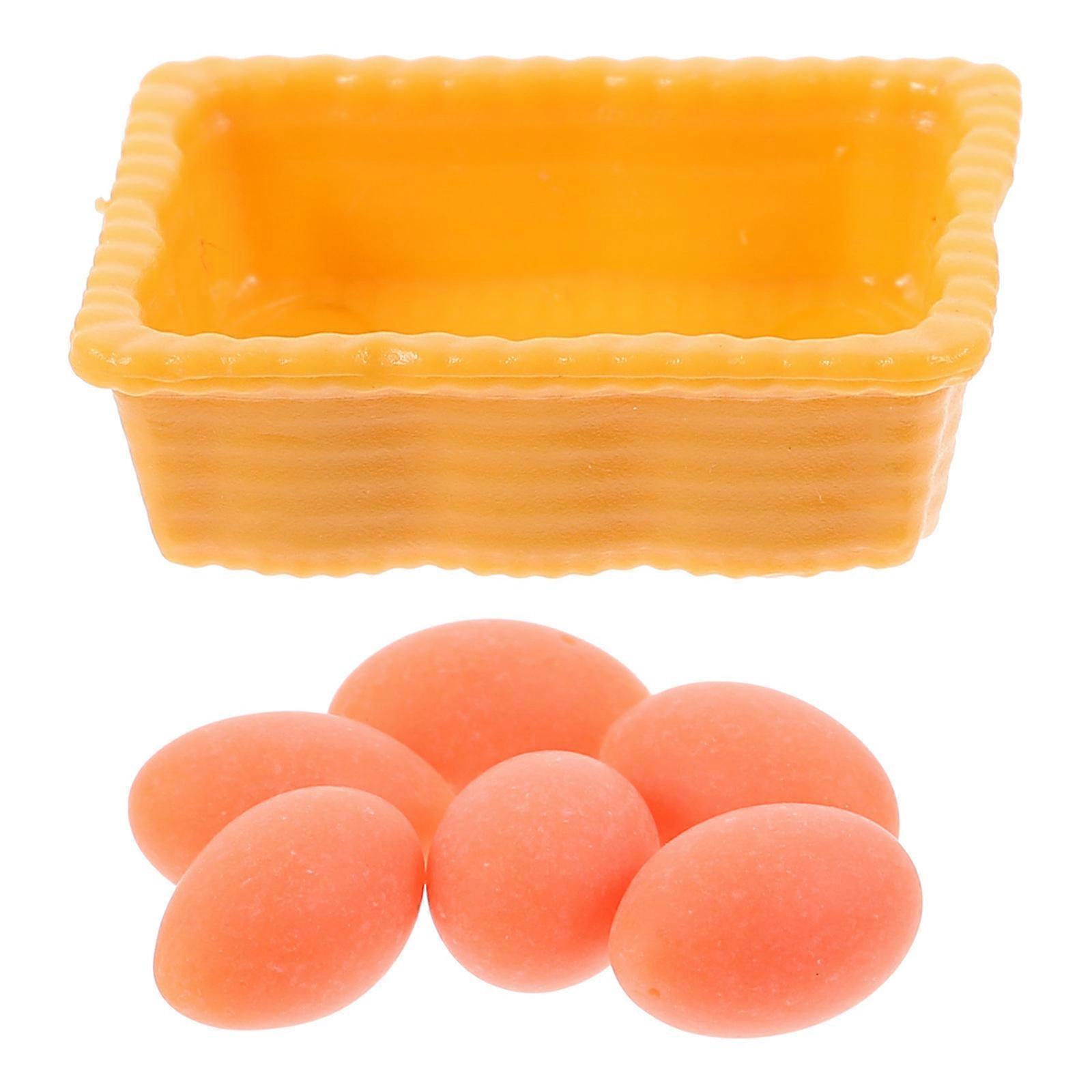 Orange Resin Miniature Eggs with Small Basket for Decoration Lasting Color and Fine Craftsmanship 1