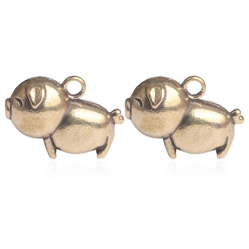 2Pcs Brass Pig Shape Statues Ideal For Festivals And Parties With Retro Style And Lightweight Material