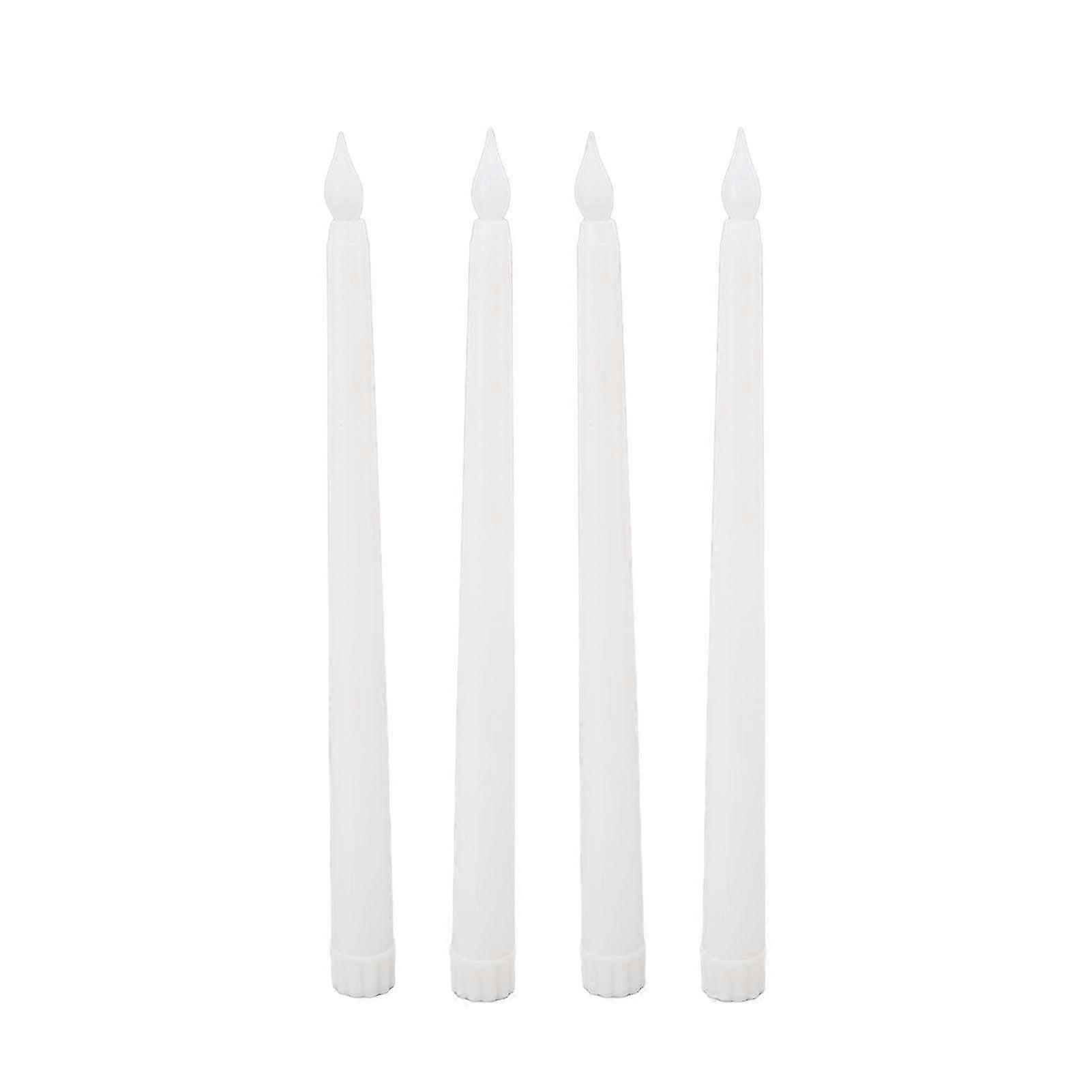 Set of 4 LED Taper Candles - Flameless, Smoke-Free, Environmentally Friendly Warm Light Electric Candles in White for Safe Ambiance
