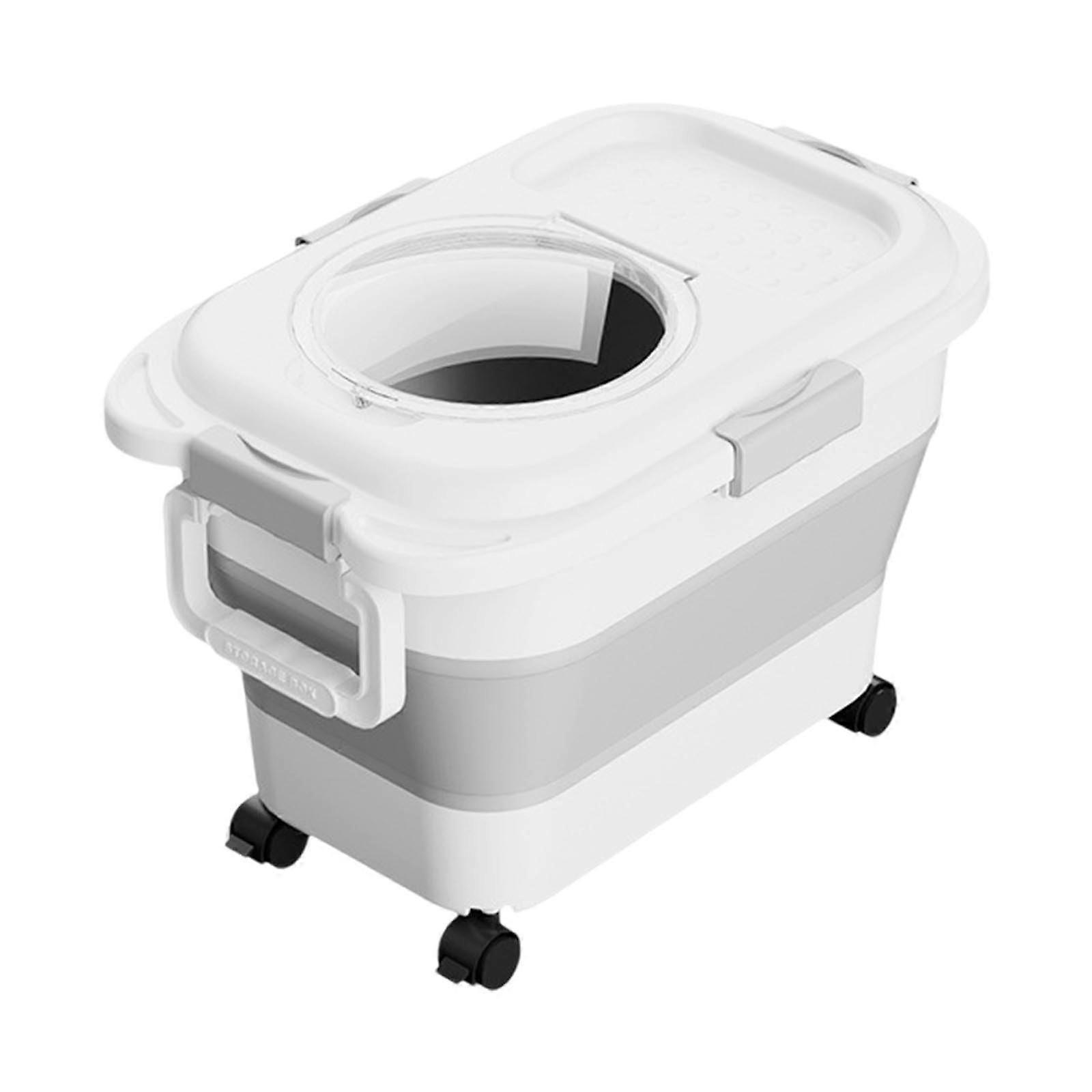 Foldable Sealed Dog Food Storage Container With Handle And Wheels Clear Flip Lid Pet Food Container Versatile Kitchen