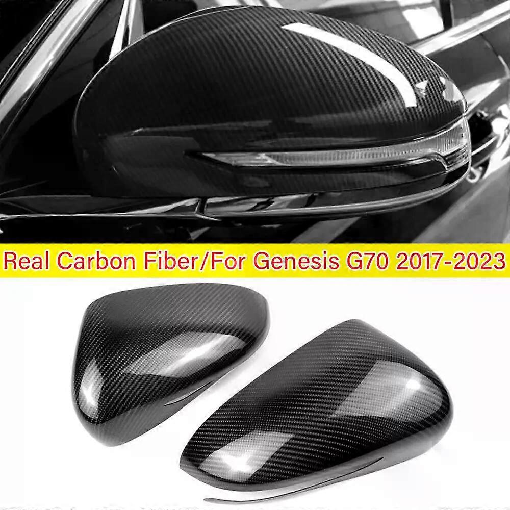 Exquisite For Genesis G70 2017-2023 Real Carbon Fiber Rearview Car Sticker Side Mirror Cover Wing Cap Exterior Door Rear View Case Trim