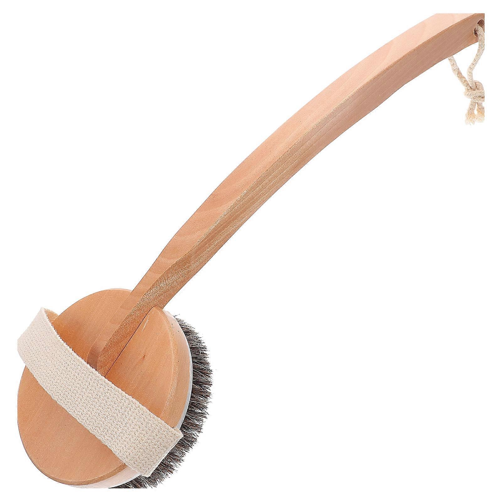 Long Handle Bath Brush for Shower and Back Scrubbing with Wood and Nylon Bristles Multi .5 Inches