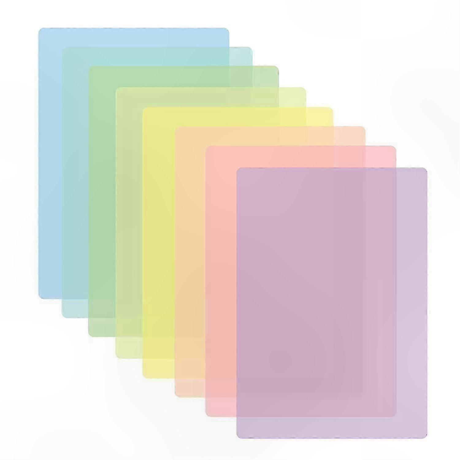 A4 Colored Reading Overlays for Dyslexia and Irlens Syndrome, Pack of 8 Light Plastic Sheets for Guided Assistance