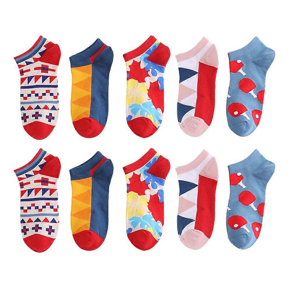 5 Pairs Comfortable Cotton Short Socks Fashionable Assorted Color For Daily Activities Casual Wear 5Pcs
