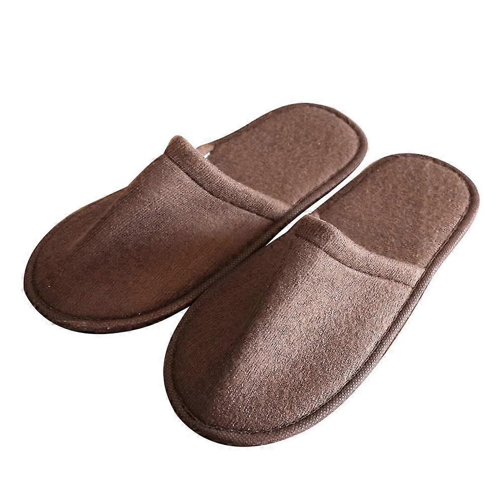 Here's a polished and professional product description based on your input:
**10 Pairs Disposable Non Slip Cloth Slippers – Coffee