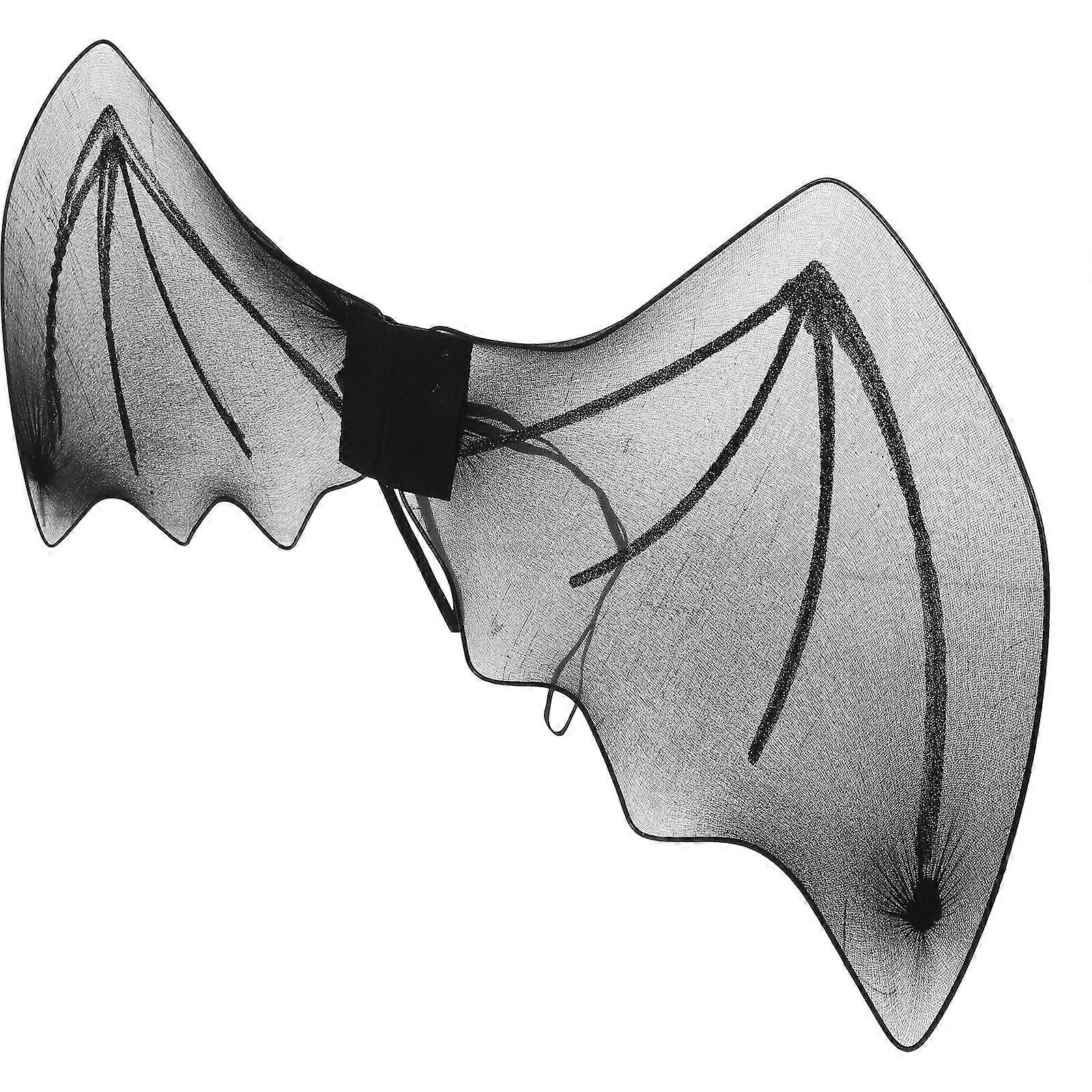 Halloween Costume Black Polyester Bat Wing Accessory for Party Use with Back-Crawling Straps