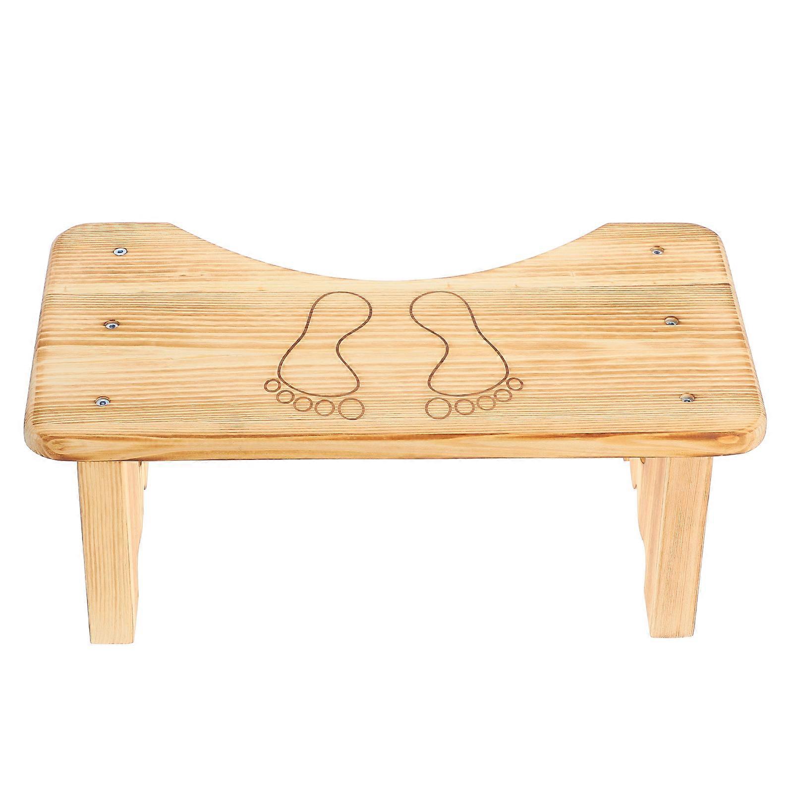 Khaki Solid Wood Toilet Stool for Home Use Durable Antislip Design Multifunctional Bathroom Stool 17.0 Inch