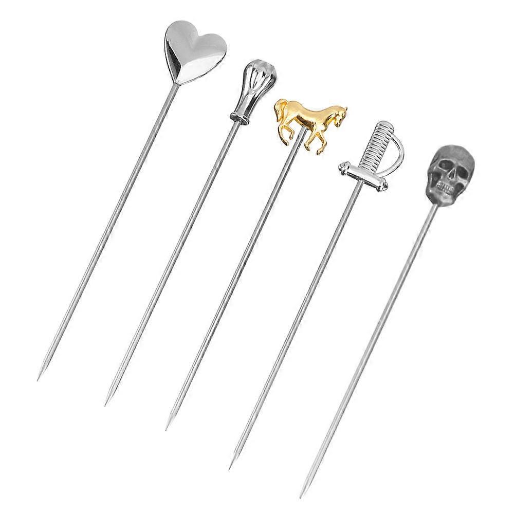 Stainless Steel Fruit Skewer Set for Party Fruits Serving Assorted Color 5Pcs