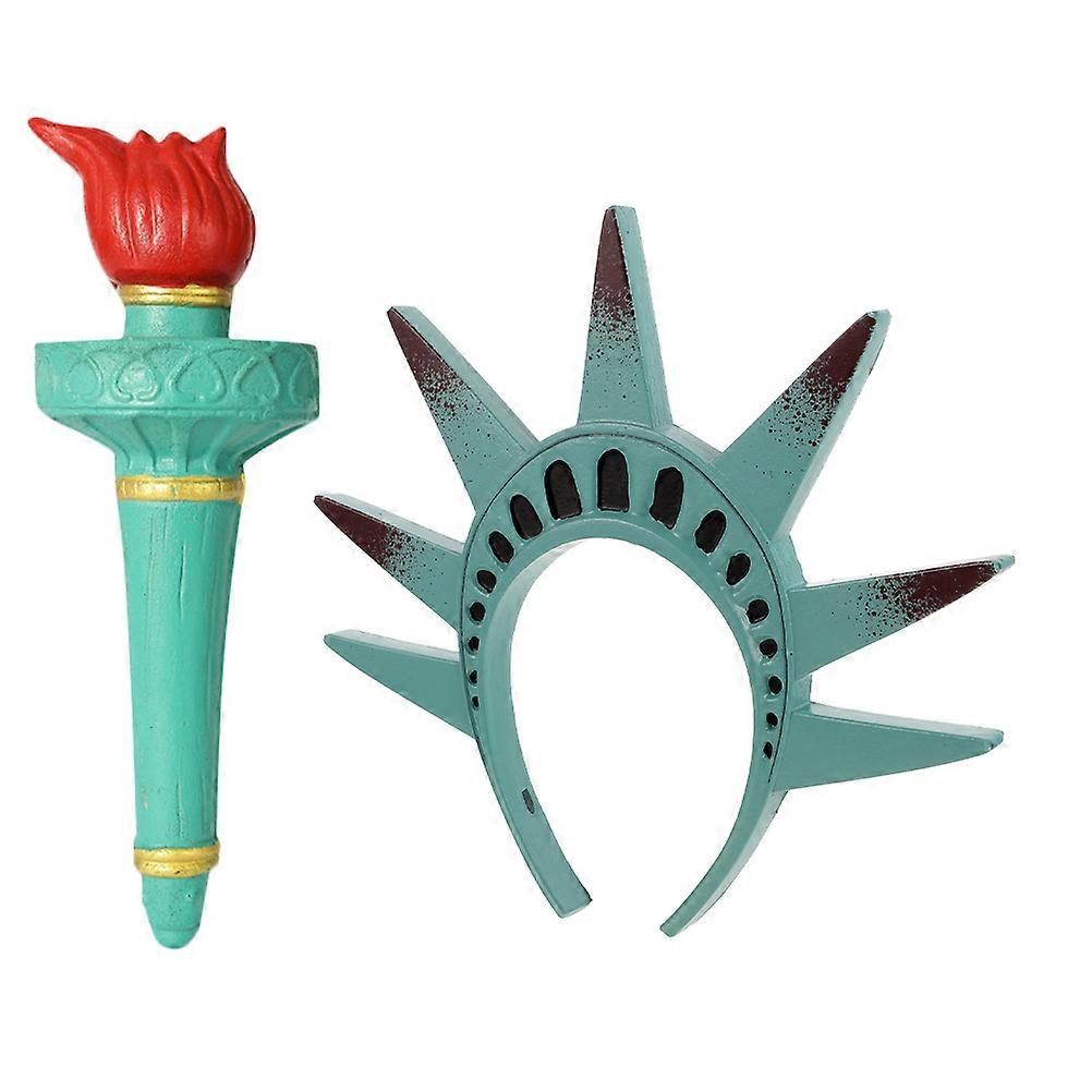Statue Of Liberty Costume Accessory Crown Headband For Patriotic Party Halloween Cosplay In Assorted Color With Torch Shape 1 Set
