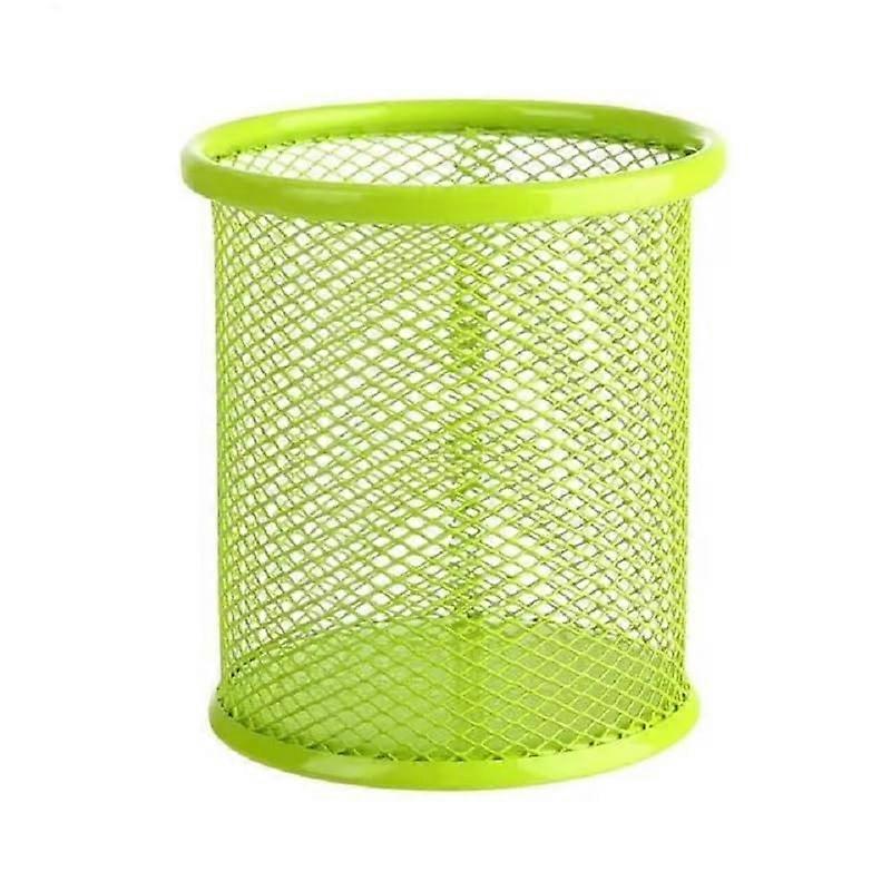 Multifunctional Round/Square Mesh Pencil Holder, Multicolor Desk Organizer for Stationery, Green Color, 5.5 inches