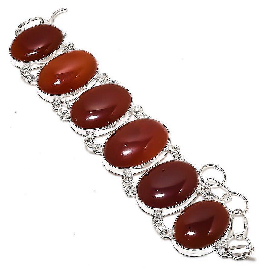 Carnelian Gemstone 925 Sterling Silver Bracelet7-8"