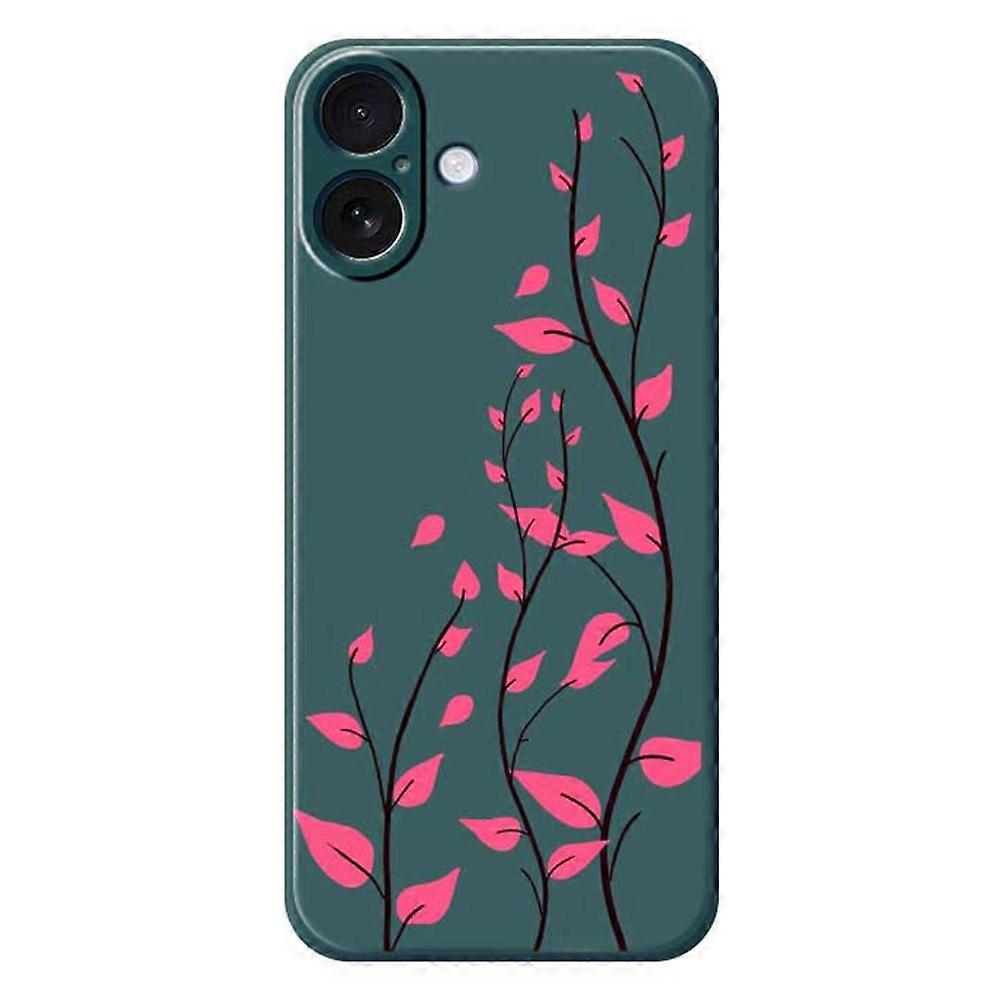 For iPhone 17 Case Red Leaves Pattern Printing Straight Edge TPU Phone Back Cover