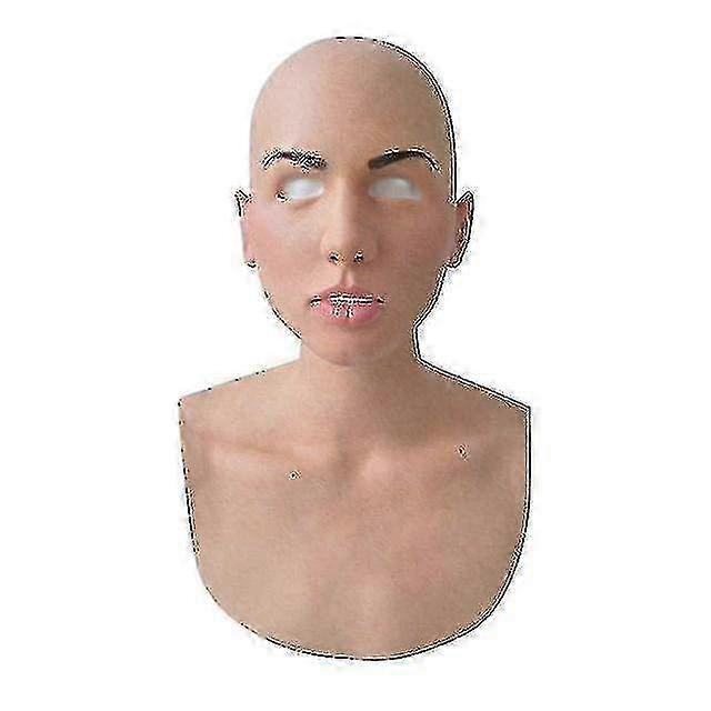 女性用ネックカバー付き不気味なラテックスフルヘッドマスク、ハロウィーンしわフェイスマスクコスチュームアクセサリーパーティー小道具