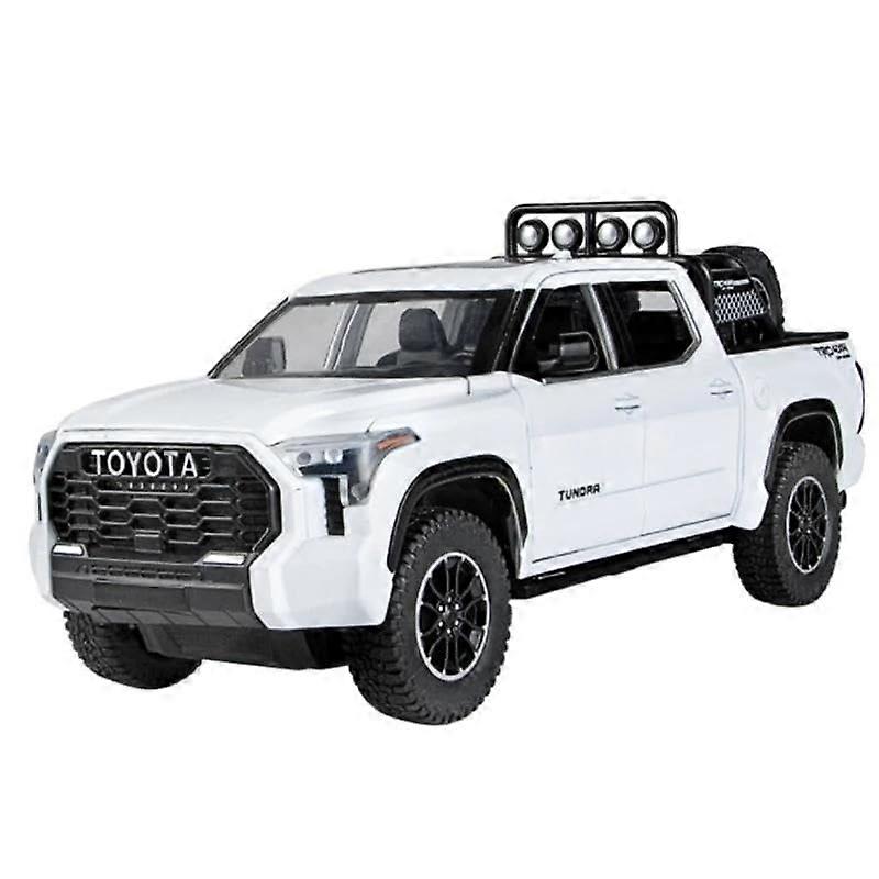 Diecast 1/22 For Toyota Tundra Pickup Alloy Car Models Scale Model Kits Realistic Vehicle Models Collection Ornaments (White)