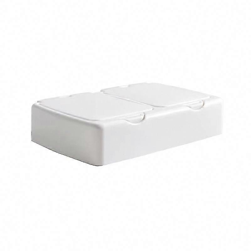 Plastic White Storage Box with Lids - Small Desktop Organizer for Mini Items, 2-Pack Square Containers