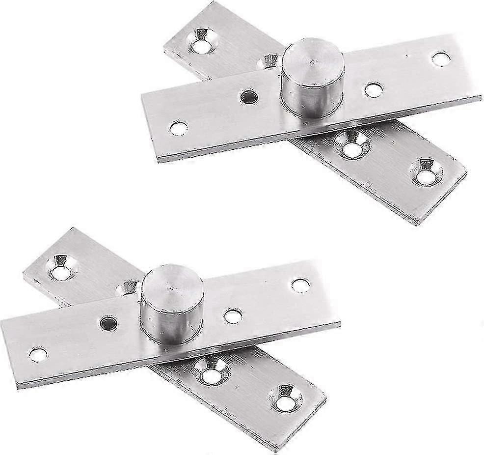Set Of 2 Stainless Steel 360 Degree Pivot Door Hinges With Fixing Screws 75 X 17mm