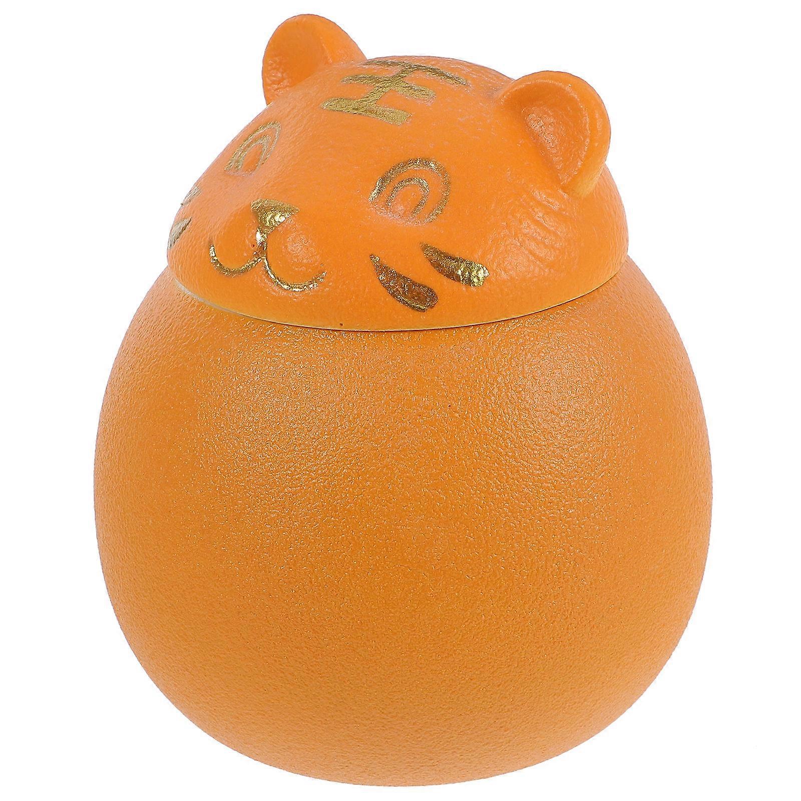 Ceramic Mini Tea Leaves Jar, Multi Use Storage Canister with Tiger Design, Smooth Surface for Easy Cleaning, Ideal for Tea, Sugar & Spices
