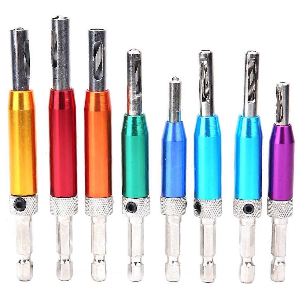 8pcs Door Window Hinge Hole Puncher Drill Bit Set with Hex Wrench