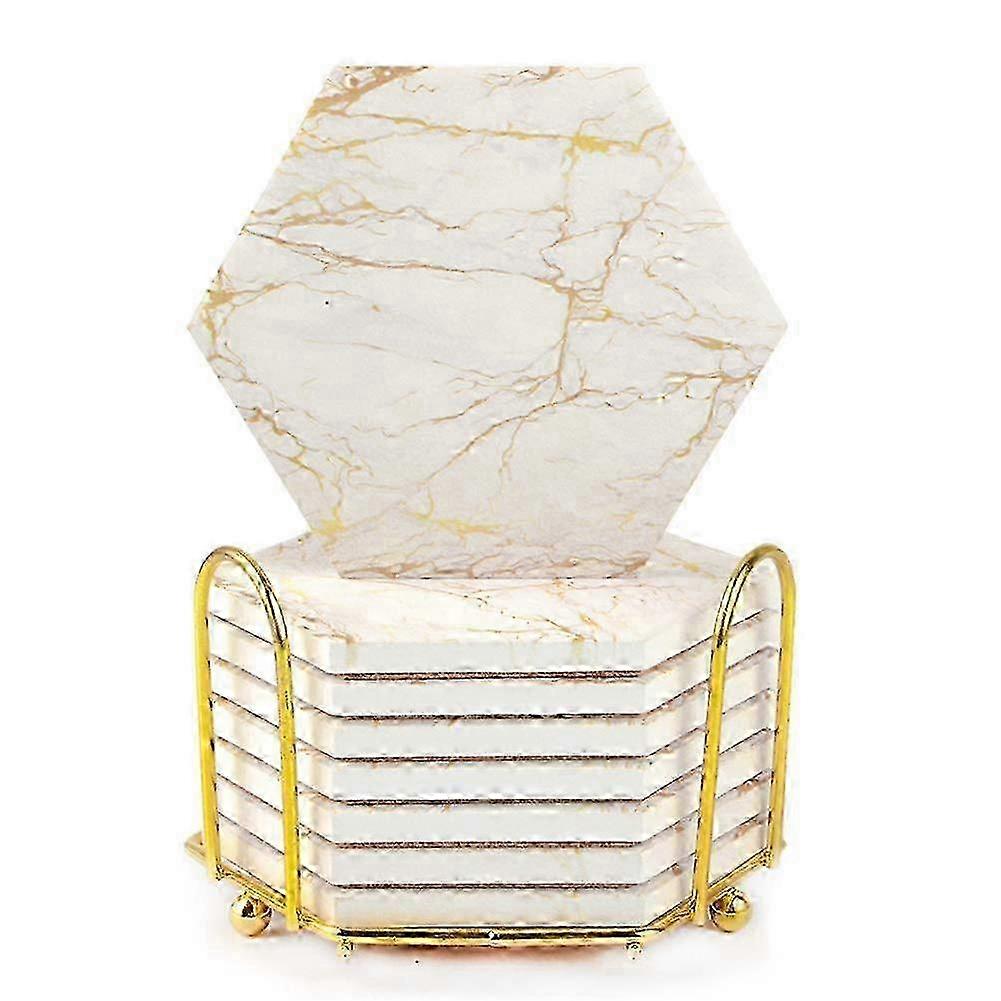 Absorbent Marble Coasters with Cork Base for Table Protection and Drink Spills