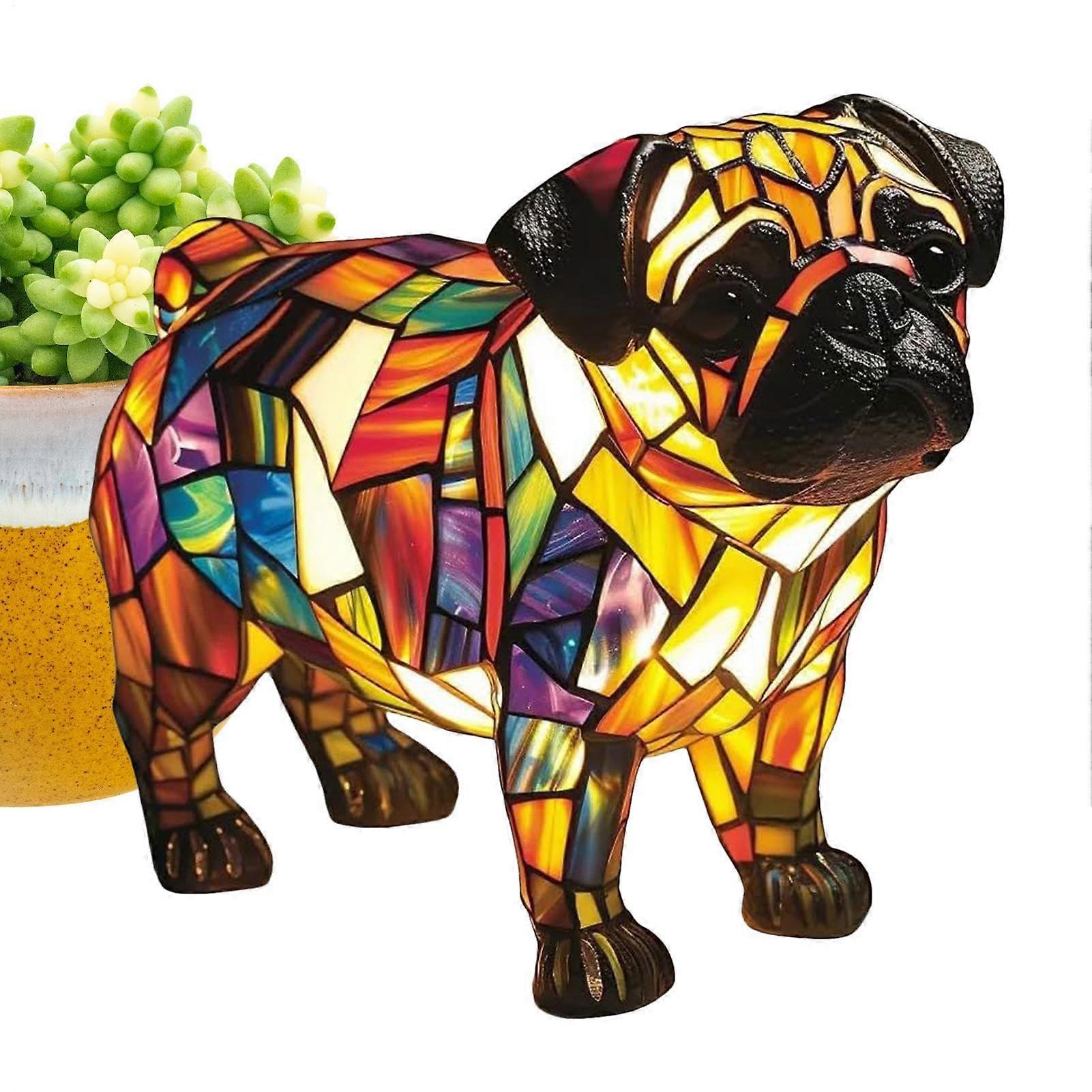 3D Animal Lamp Resin Night Light Dog Shaped Bedside Lamp for Nursery and Office Stained Finish, Soft Glow