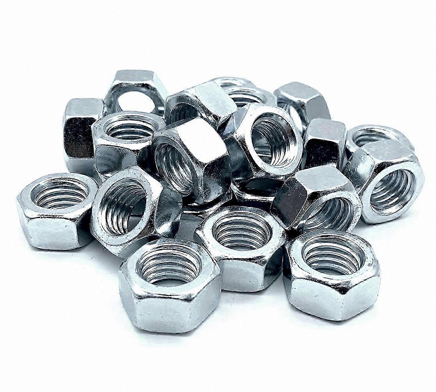 50 Pack Galvanized Steel Hex Nuts, M6 Size, 5x10mm, DIN 934 Standard for Bolts and Fixing Applications