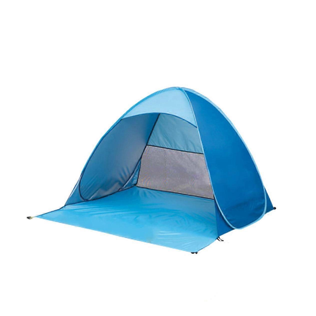 Portable Automatic Pop Up Beach Tent Instant Sunshade Silver Coated Fabric No Assembly Ground Stakes Outdoor Travel