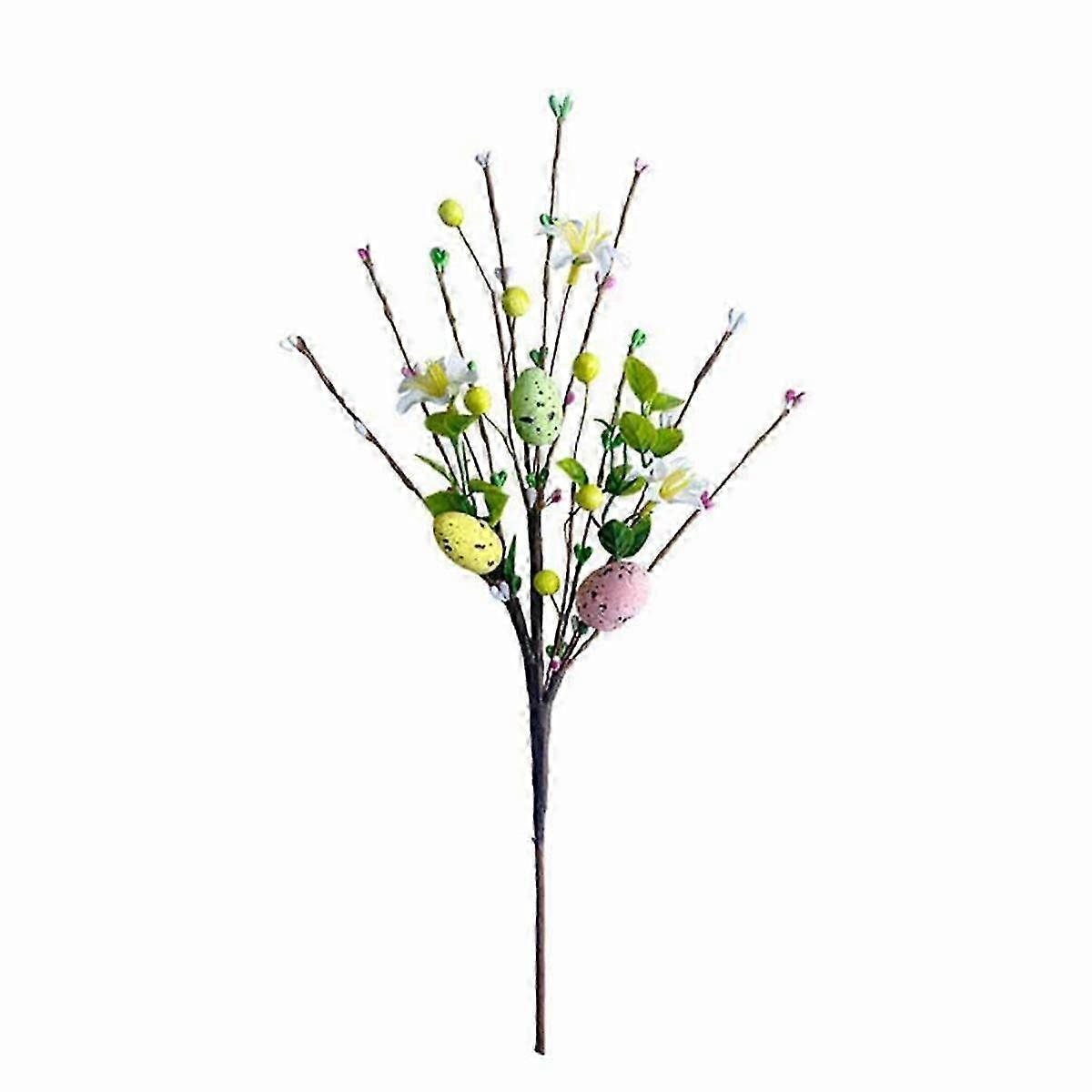 Artificial Easter Spray Vine with Pastel Easter Eggs and Berries- Decorative Spring Floral Stems-Ea