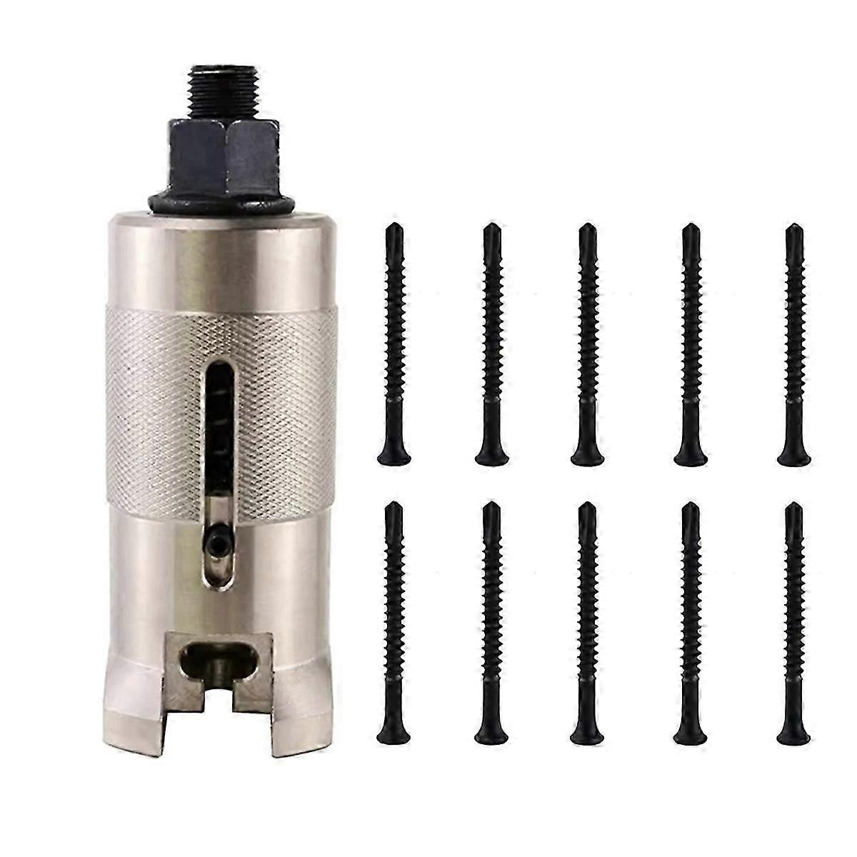 Lock cylinder puller screw set with nail puller tool