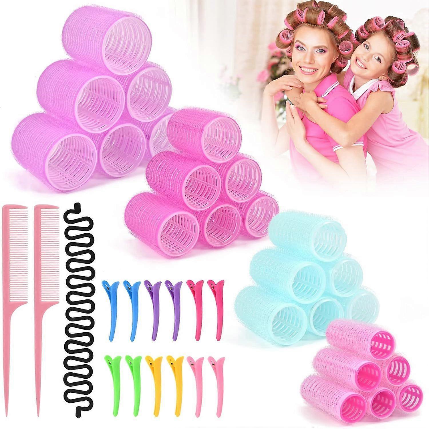 39 Pieces Hair Curlers Set, Hair Curlers Large Curls, No Heat Self-Adhesive