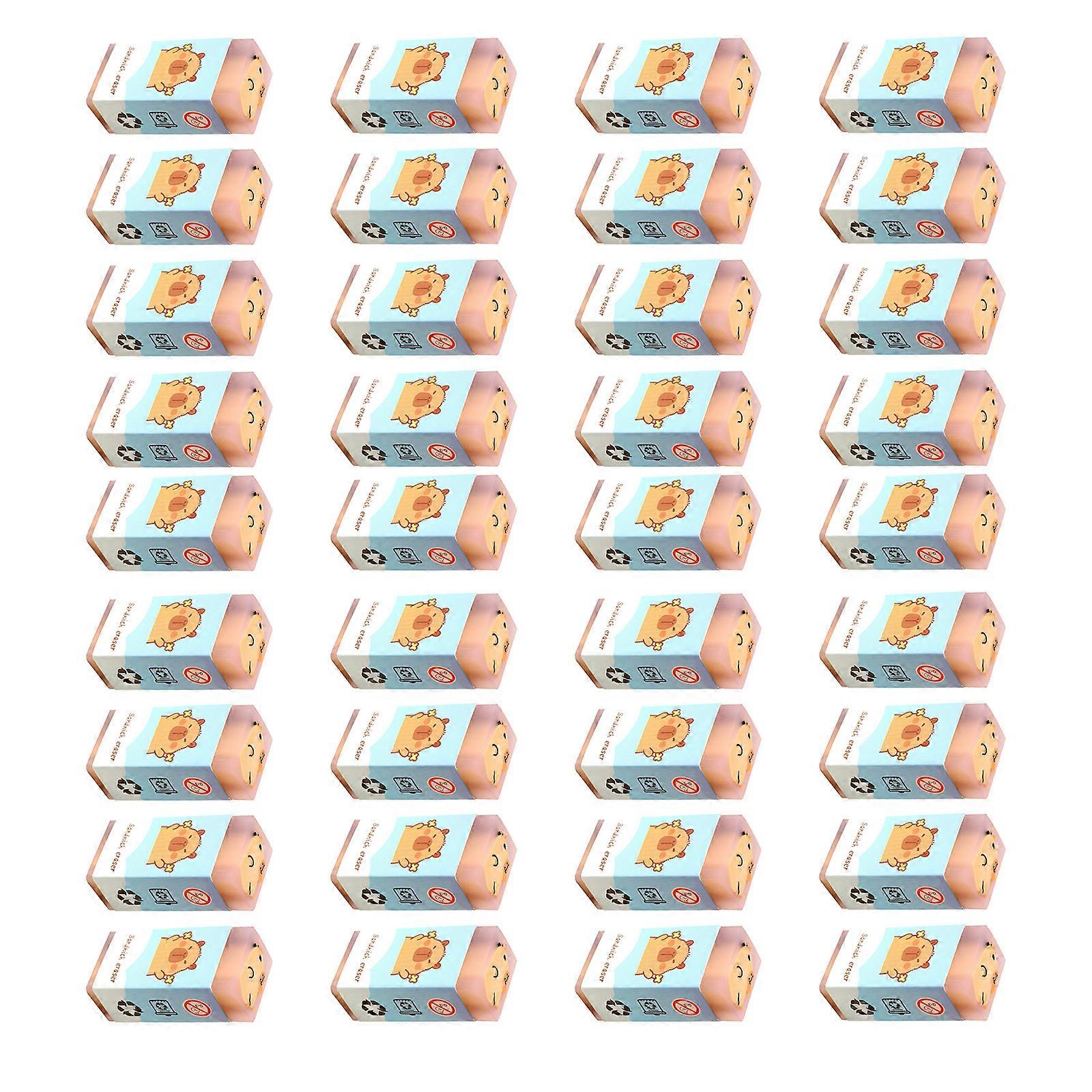 36PCS Fun Animal Shaped Eraser Creative Capybara Art Erasers Easy Erasing For Kids Student Writing Drawing Sketching Multicolor