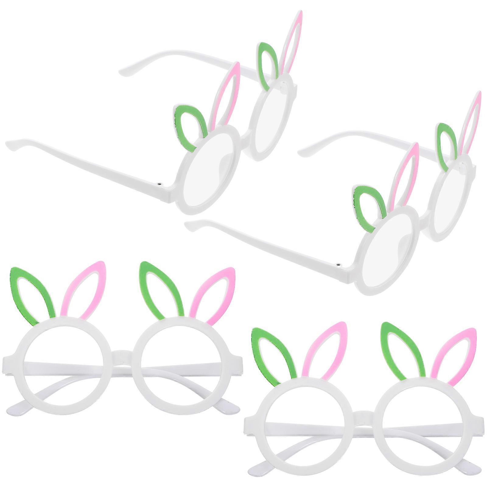 Easter Eyeglasses Bunny Ear Frames for Party Use 4Pcs Lightweight ABS
