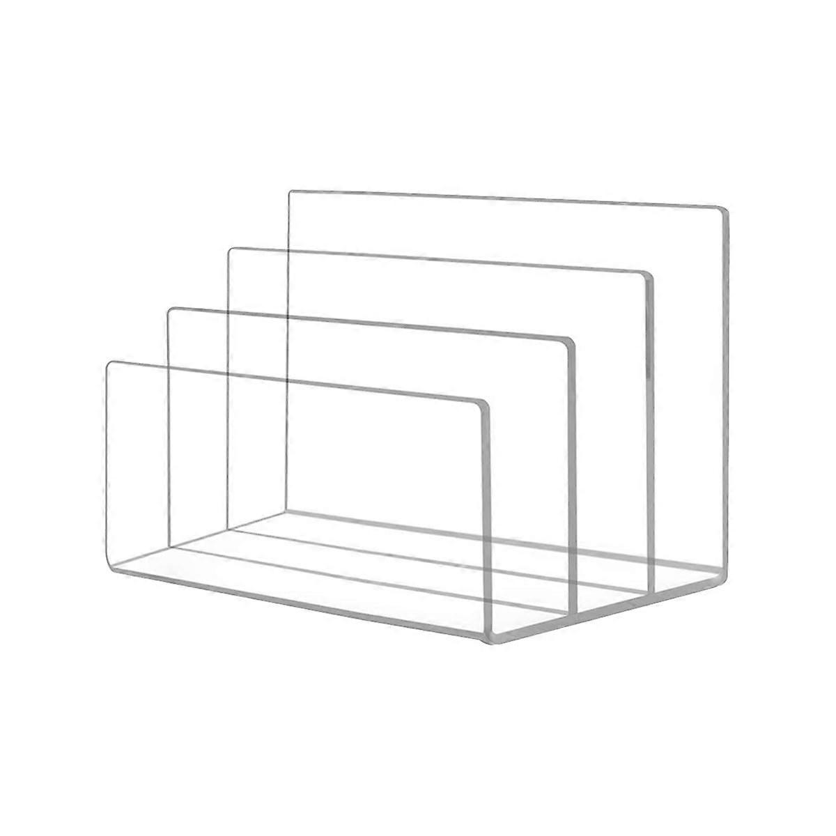 Clear Acrylic File Holder 3 Sections Vertical Desktop Organizer Office File Sorter Stand Rack for D
