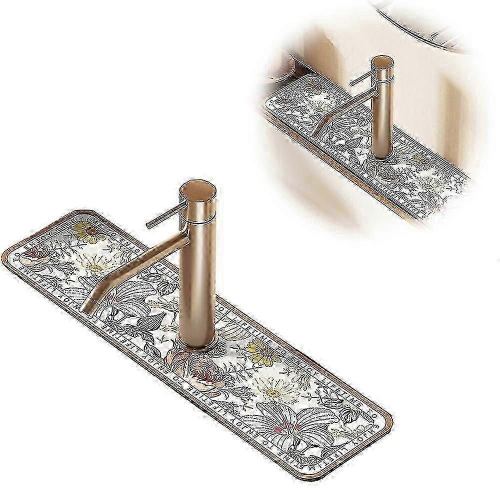 Faucet Sink Mat, Kitchen Sink Splash Guard Kitchen Rectangular Absorbent Draining Mat, Drying Mat for Kitchen, Bathroom Countertop Protect