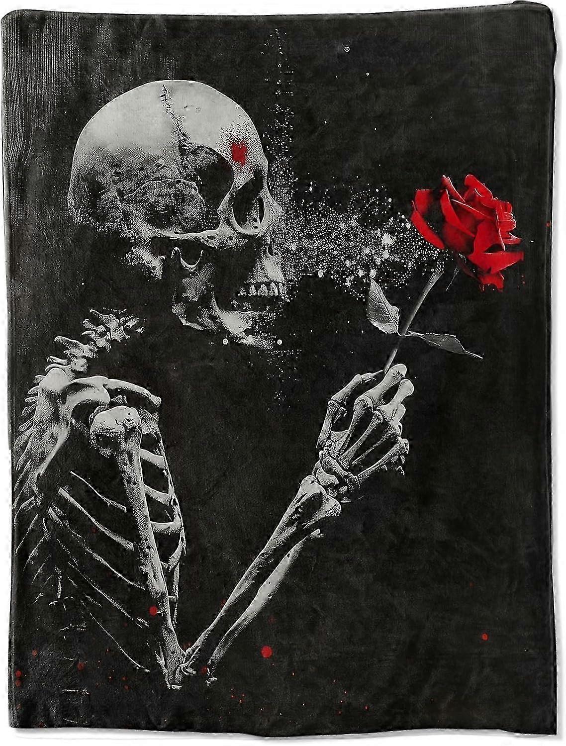 for Gothic Romance Skull Rose Flannel Blanket - Ultra-Soft, Lightweight & Warm, Cozy Plush Throw for Couch or Bed, Anti-Pilling, Comfortable & Fuzzy 2