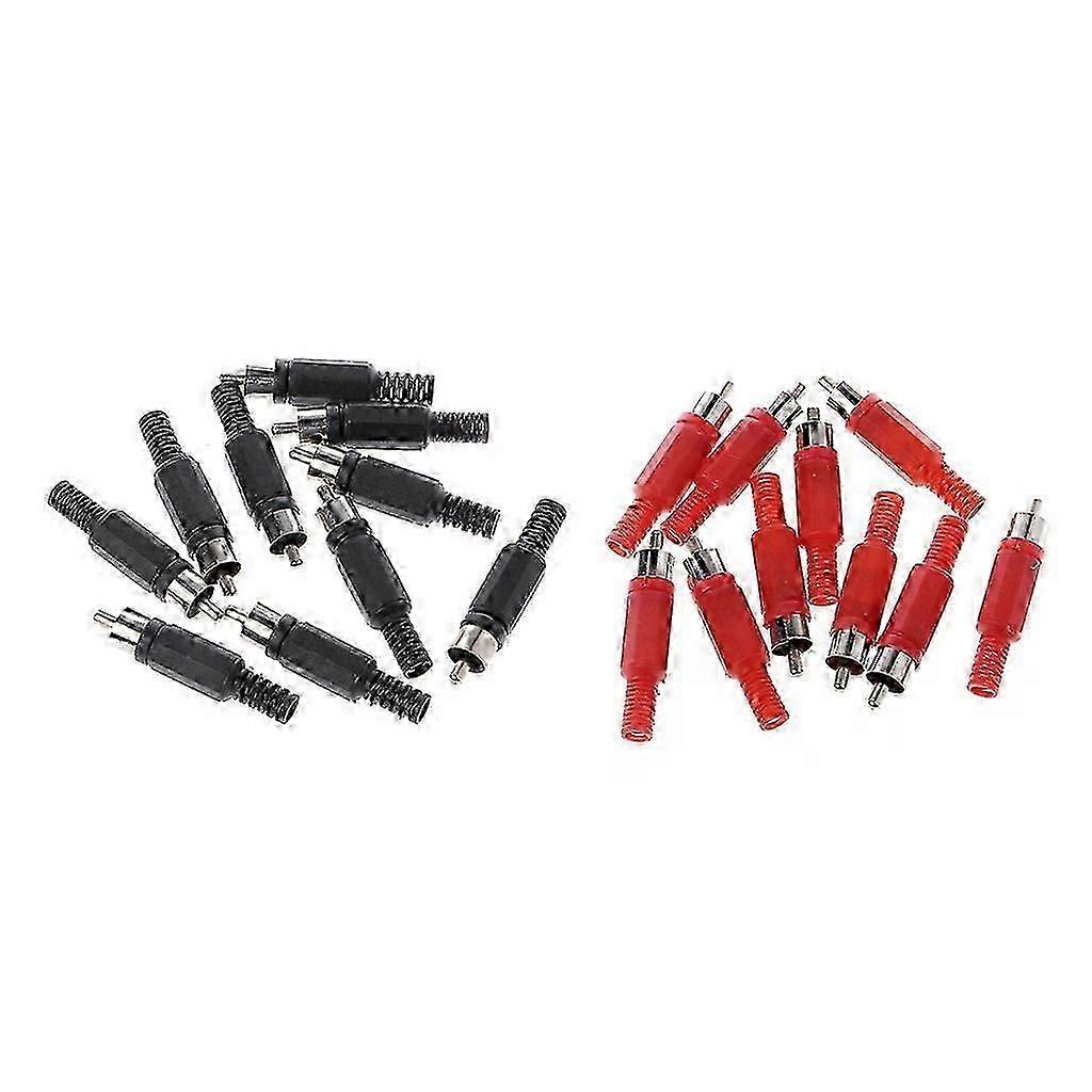 20 Pcs Black Red Solder RCA Male Plug o Video Adapter Connector Other