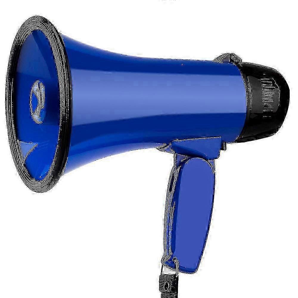 Portable Megaphone Bullhorn 25 Watt Power Megaphone Speaker Voice and Siren/Alarm Modes (Blue)