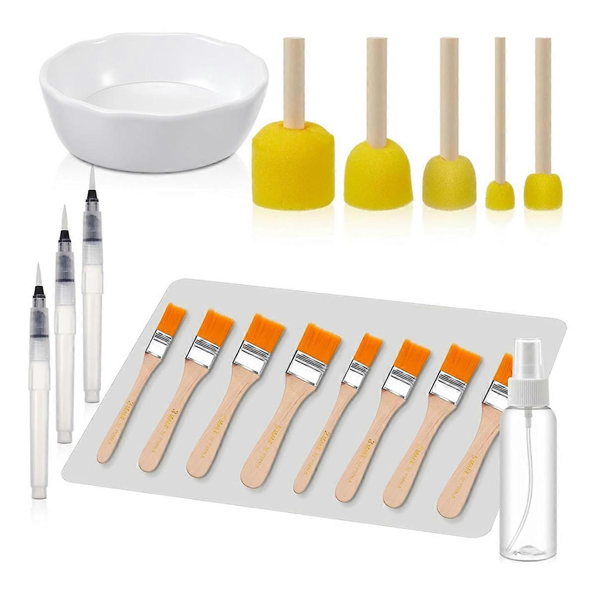 19 Pcs Essential Decoupage Tool Set, Silicone Table Mat, Foam Brush, Decoupage Brush, Water Pen,for DIY Arts and Crafts