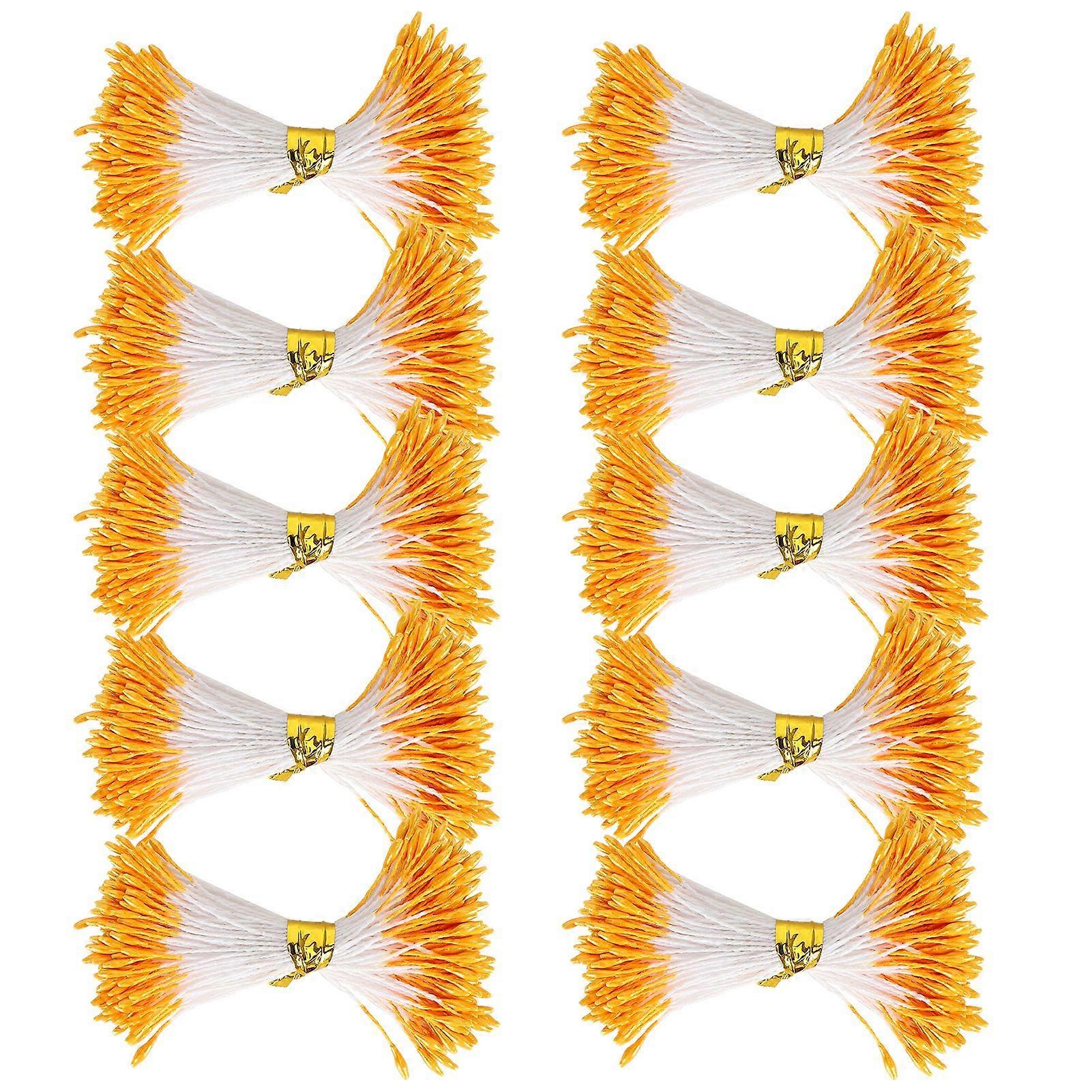 900Pcs Artificial Stamen Gypsum Orange Color Double End Simulation Bouquet Make Accessories(1mm14# )