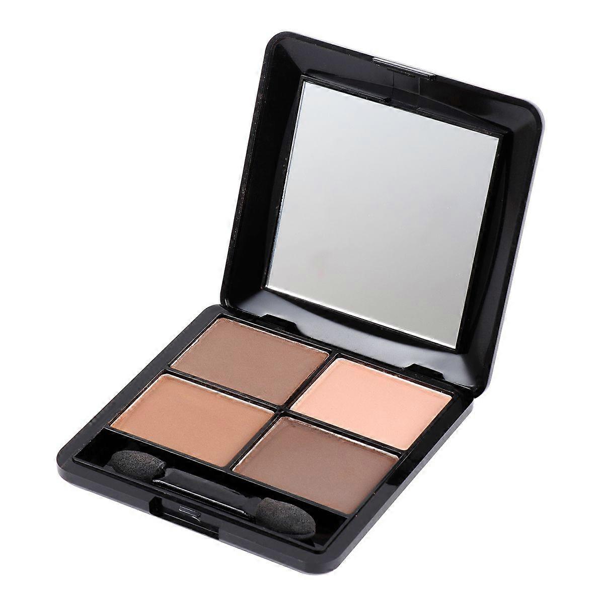 4 Colors Matte Eyeshadow Eye Shadow Makeup Box with Mirror and Sponge (Elegant Brown)