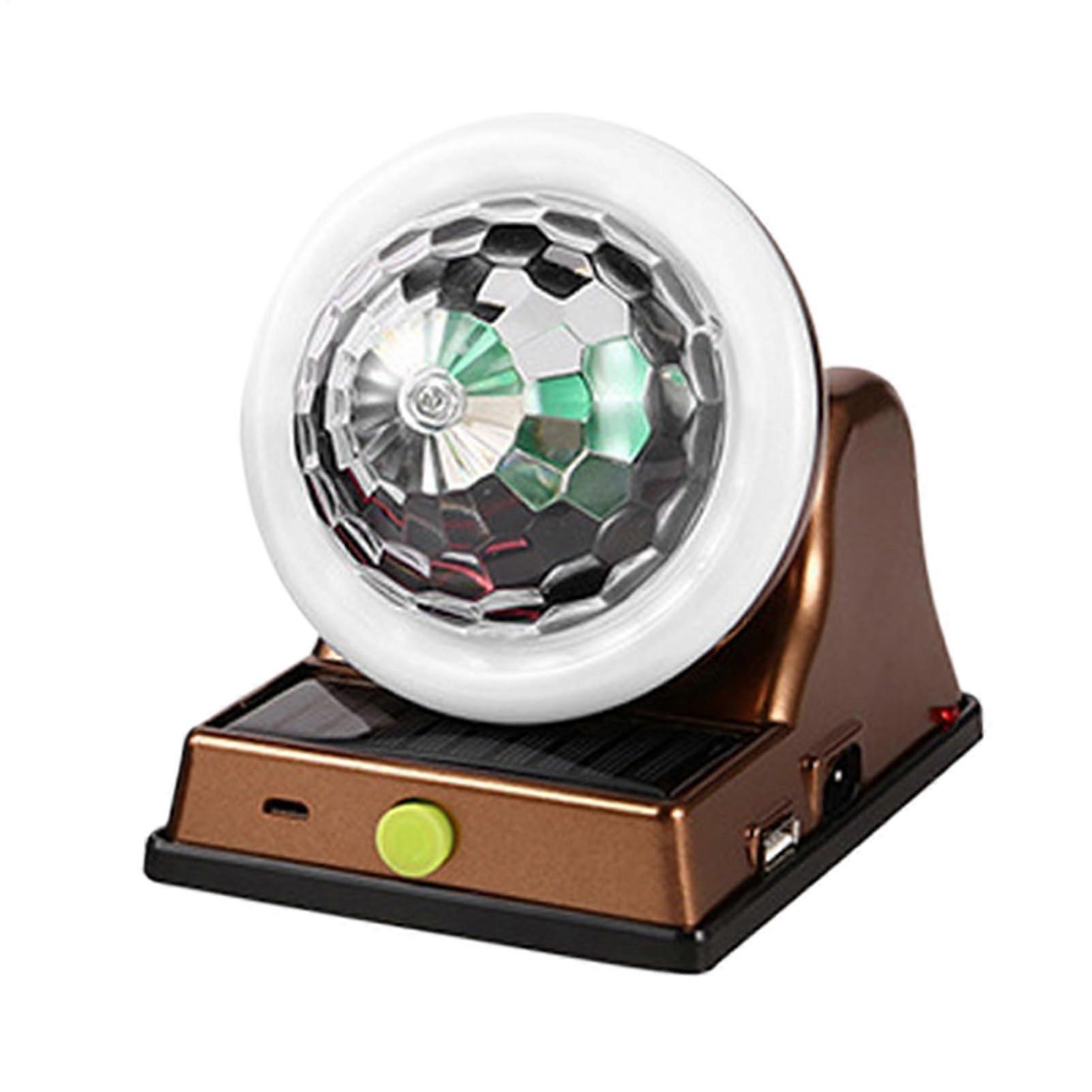 Solar Disco Light Outdoor Indoor Lamp ABS Material 1800mAh Battery Rotating Adjustable LEDs Colorful Light Gold