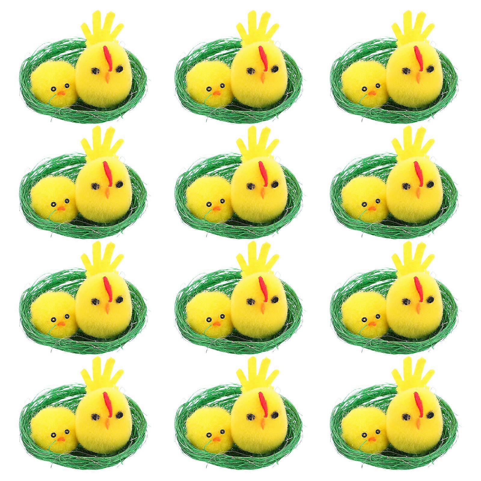 Yellow Soft Plush Chick Ornaments Miniature Chickens for Party Favors 36Pcs