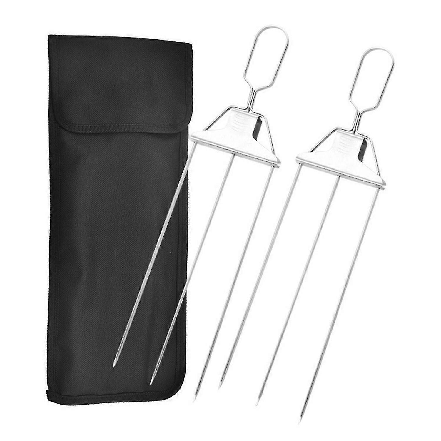 3 Way Grill Skewers - Grill Savant, Three-prong BBQ Fork Skewers Kit