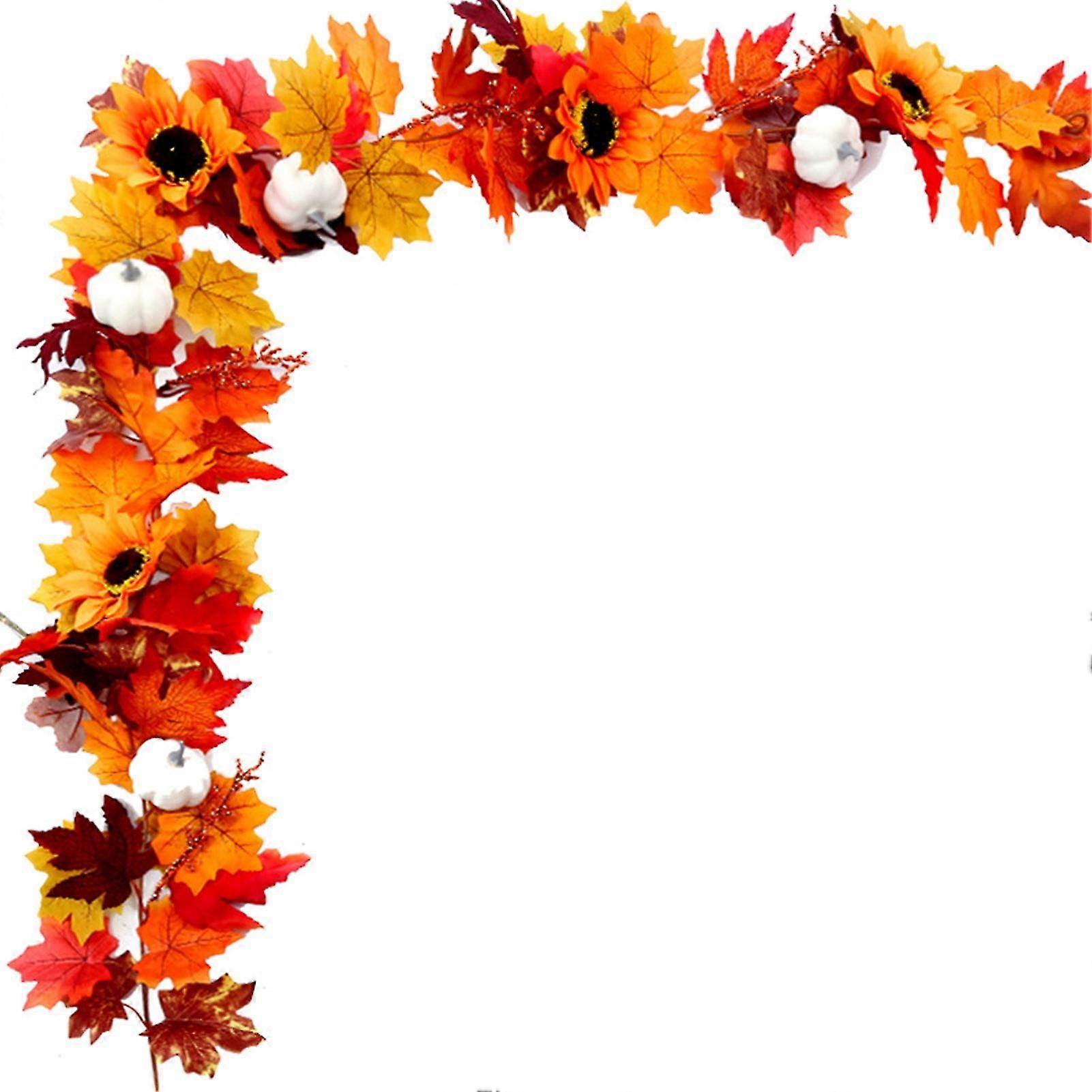 Indoor Outdoor Fall Wreath Simulation Red Maple Leaf Rattan-Vines Decoration Seasonal Home Party Decorations