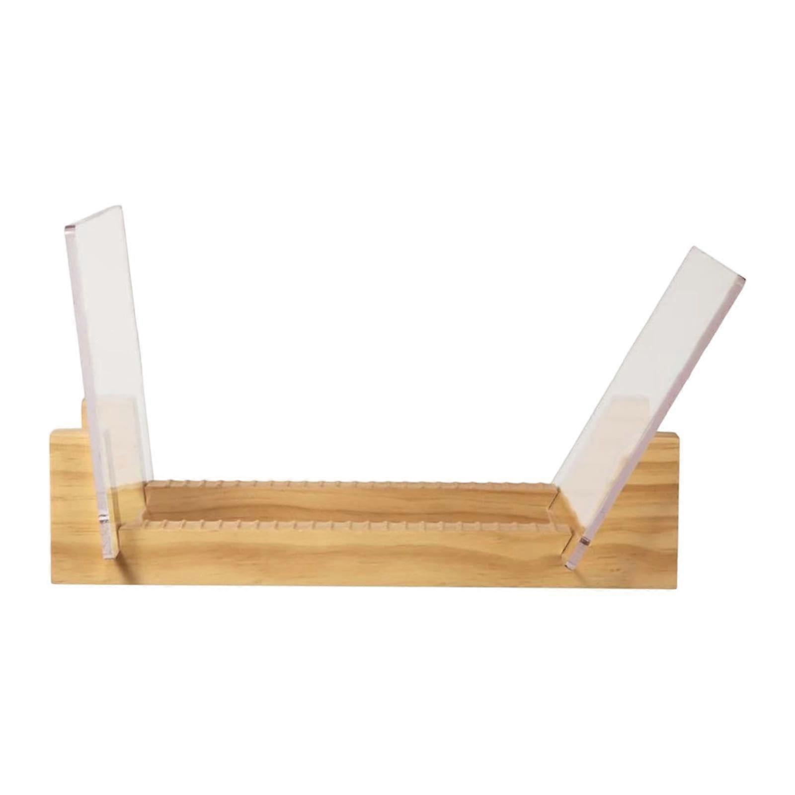 Vinyl Record Display Stand with Wooden Frame and Clear Acrylic Ends for Album Storage